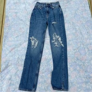 Free People Distressed Straight Leg Jeans